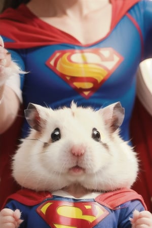 hamster superman suit,,White Hamster,cutie,Detail,white wings,white 