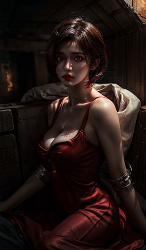 Resident Evil Character, Ada Wong in Red dress, PS5, romantic_mood, red lips, short hair, sexy muscular body, (perky breasts:1.2), full body, Photorealistic, scary environment, surrounded by zombies, Hyperrealistic, Hyperdetailed, detailed saturated skin, soft lighting, unreal, subsurface scattering, object image reflecting from surface, (realistic textures:1.3), masterpiece, best quality, ultra realistic, dynamic abstract background, HeatPortrait, light studio, Indian, hard light, Gun in her hand, brown eyes, Indian, Btflindngds, perfecteyes, LauraMatsuda,excella,arcane,3DMM,mecha