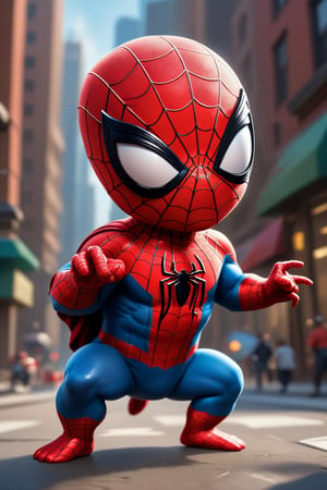 Cute adorable super hero spiderman baby , symmetrical hyper detailed, cartoon character magic highly detailed digital painting well rendered matte fantasy painting, kawaii chibi, hyper realistic, intricate detail