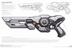 assembly instruction drawing of a futuristic organic weapon shaped like a gun