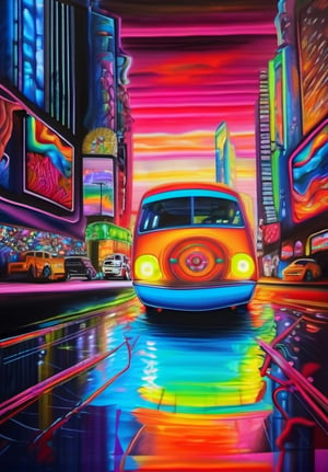 Time lapse oil painting super large || vivid colors " neon dreams"