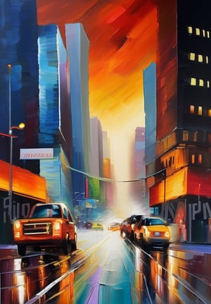 In a mesmerizing time lapse oil painting of colossal proportions, the vivid colors burst forth like the dreams of a neon-lit city. The main subject of this remarkable artwork is a bustling cityscape, awash with vibrant hues that seem to dance and intertwine. From the gleaming skyscrapers to the bustling streets below, every brushstroke is filled with an intoxicating array of vivid pigments. The image is rich in detail, capturing the energy and vibrancy of a pulsating metropolis, and is rendered with such impeccable skill that one can almost feel the electricity in the air. This magnificent painting exudes a sense of liveliness and spectacle, immersing viewers in a world where imagination and reality seamlessly intertwine.