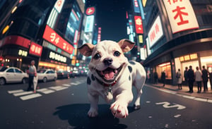 cute cow snake spirit from japanese folklore on a old inia, cinematic, epic frame, fisheye, 3d effect, blur, busy city, scared people, blurred background, skyscraper, pop culture, puppy, barking puppy, angry puppy, muscled puppy, at night, epic, zoom out, fish eye