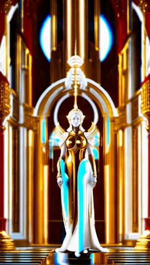 full body, photo to a fit woman, white and gold, temple background
,Renaissance Sci-Fi Fantasy