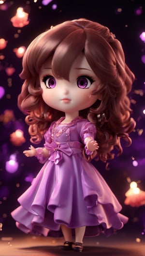 beauty girl, black background, light_purple_eyes, wich red dress, chibi,chibi, realistic, sinematic, photo studio, like a casual photo, ultra detailed porcelain doll, magic aura, magic style,3d style,anime