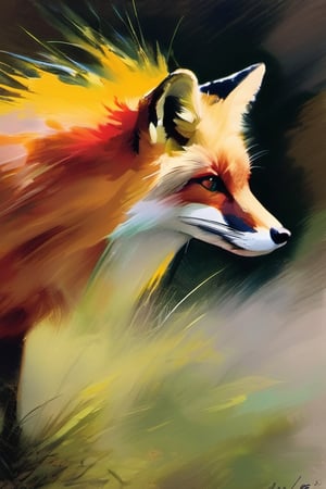 fox wit a colorfull mane,art by sargent