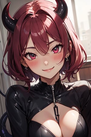 lilith, female demon, pov_eye_contact, looking_at_camera, blushing, smiling,  