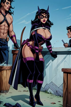 1girls art-2u big_breasts breasts cleavage curvy dc dc_comics dcau female helena_bertinelli high_heels huge_breasts huntress huntress_(dc_comics) solo