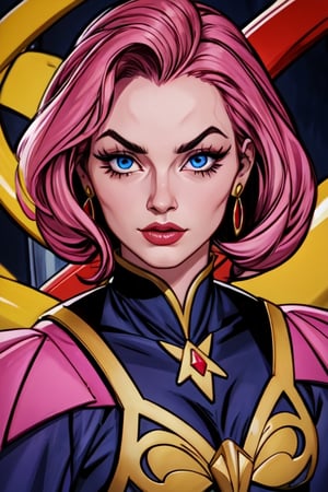 1girls absurdres barretxiii evil-lyn eyelashes eyeliner female female_only highres looking_at_viewer masters_of_the_universe pink_eyes solo url watermark