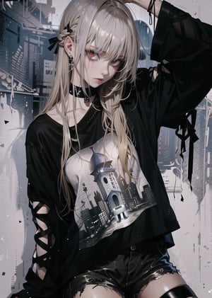 Red eyes, evil, golden, shiny, gold hair,High detailed ,midjourney,perfecteyes,Color magic,urban techwear,hmochako,better witch,witch, witch,Long hair,free style,horror (theme)
