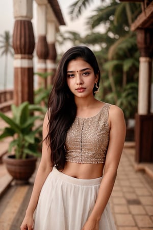 RAW photo, photo of indian girl called Zara Ladwa, instagram model(25yo), (dusky_skin),enjoying vacation in Goa, cool photography utilizing a 85mm lens for a cinematic feel,photorealistic,AanyaaSanaya,rashmika