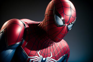 (masterpiece:1.2, best quality), (Soft light), (shiny skin), Spider-man, spider-man suit, spider-man mask