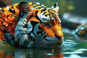 (Fractal tiger drinking - bewilderment: 1.4), {ultra realistic illustration inspired by Mandelbrot molded into scientific renderings}, very attractive, award winning, ultra detailed, colorful, inspired by earnst haeckel, zentangle, Scenic, highly detailed, Nikon D850, crisp quality, award winning, 16K 3D