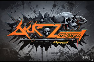 Ultra wide photorealistic medieval gothic image of "SKENETRA" inscription, custom design, graffiti, racing serial number, fast lanes, iron chains in the background, skull outline in the background. Dance style. Dark sun, giant cybernetic abstract background, black and neon laser orange gray, ink flow - 8k photorealistic masterpiece - by Aaron Horkey and Jeremy Mann - detail. liquid gouache: Jean Baptiste Mongue: calligraphy: acrylic: color watercolor, cinematic lighting, maximalist photo illustration: marton Bobzert: 8k concept art, intricately detailed realism, complex, elegant, vast, fantastic and psychedelic, dripping with paint,jorg karg,portrait_futurism
