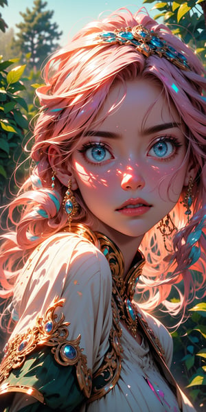 a girl with long pink hair, big blue eyes, delicate facial features, beautiful detailed eyes, beautiful detailed lips, extremely detailed eyes and face, long eyelashes, wearing an ornate ancient greek style dress, in a serene garden setting, soft pastel colors, cinematic lighting, (best quality,4k,8k,highres,masterpiece),ultra-detailed,(realistic,photorealistic,photo-realistic),intricate details,vibrant colors,highly detailed,ornate,elegant,classical,fantasy,whimsical