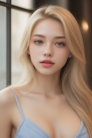 (masterpiece, best quality, photorealistic:1.2), ultra resolution image, (realistic, realistic skin texture:1.2), (natural skin texture, soft light), 1girl, 20 year old, young, leaning, blonde, beauty, sexy, shy, blush, drunk, long hair, lips, niji