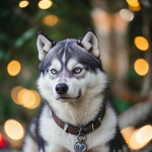 centered, analog photo, husky, cute wolf, bokeh, 