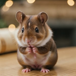 centered, analog photo, brown hamster, cute hamster, bokeh, 