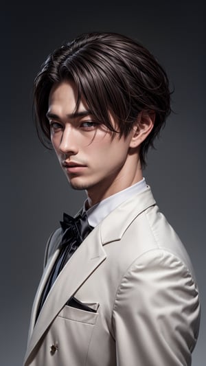 Male , (white formal shuit clothe), (simple hair style )