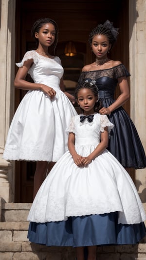 Crinoline Dress,2_girls,with small boobs,dark skin,  tanned:1.1,