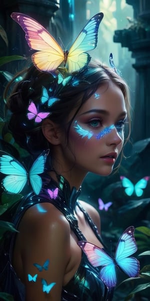 A swarm of bioluminescent butterflies with iridescent wings flutter through the ruins of an ancient alien city. Their delicate beauty masks a deadly secret: their powdery scales are laced with a potent neurotoxin, leaving those who disturb them in a paralyzed state.
