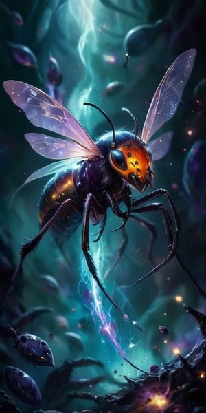 The Voidfiend Swarm A swarm of small, insect-like creatures skitters across the void. Their bodies are translucent, revealing pulsating organs within. Each creature has multiple sets of mandibles that click incessantly, emitting a chilling sound that reverberates through the vacuum of space.
