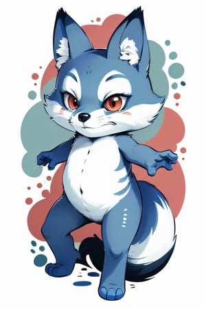 (masterpiece:1.5), (best quality:1.5), (Ink Sketch:0.6), adorable blue fox, red eyes, belly 