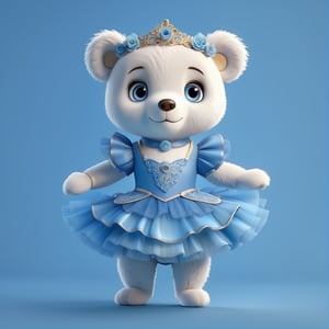 (full body) cute ballerina bear, big blue sharp eyes, extremely detailed, intricate details, muted color scheme, subtle gradients, photorealistic, 8k, 3d style,gabumon