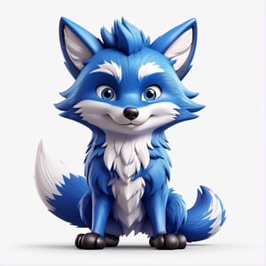 (full body) Tribal version mascot of cute and cuddly blue fox, angry expression, fighting pose, masterpiece artwork, white accent, detailed face features, sharp eyes, extremely detailed, intricate details, muted color scheme, subtle gradients, photorealistic, 8k, 3d style