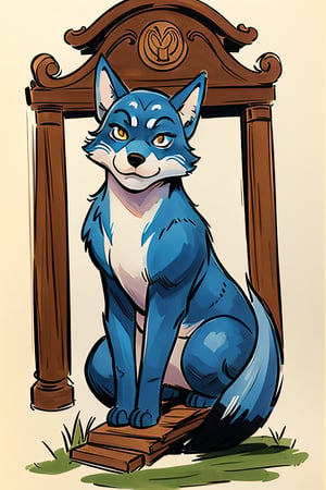 (masterpiece:1.5), (best quality:1.5), cute blue fox, animal, in temple, inksketch, Comic Art Style