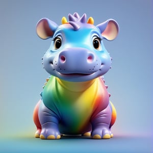 (full body) cute rainbow hippo, sharp eyes, extremely detailed, intricate details, muted color scheme, subtle gradients, photorealistic, 8k, 3d style,gabumon