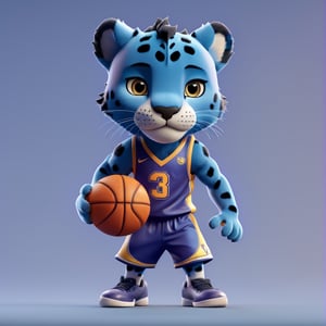 (full body) cute panther basketball player, sharp eyes, extremely detailed, intricate details, muted color scheme, subtle gradients, photorealistic, 8k, 3d style,gabumon