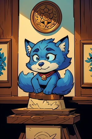 (masterpiece:1.5), (best quality:1.5), adorable blue fox, animal, in temple, Comic Art Style