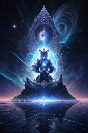 Lumina, the Celestial Fox, a 2-foot-tall marvel, enchants with silver fur shimmering like stars. Its sapphire-blue eyes mirror the cosmos. Nine tails represent celestial elements, leaving stardust trails and an aura of enchantment. Whispers claim Lumina's cosmic wisdom and blessings, awing all with its magic, detailed matte painting, deep color, fantastical, intricate detail, splash screen, complementary colors, fantasy concept art, 8k resolution, ragnarok