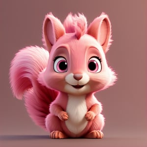 (full body) cute pink squirrel, sharp eyes, extremely detailed, intricate details, muted color scheme, subtle gradients, photorealistic, 8k, 3d style,gabumon