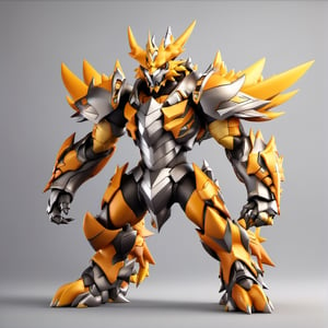 (full body) Wargreymon, sharp eyes, extremely detailed, intricate details, muted color scheme, subtle gradients, photorealistic, 8k, 3d style