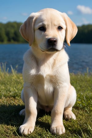 labrador retriever puppy on a beautiful summer day