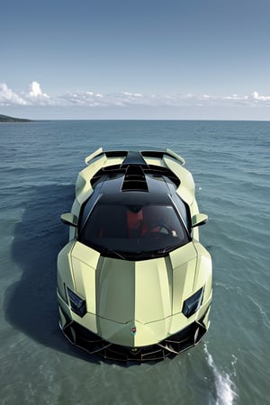 coche lamborghini unico en el mundo solo en una plataforma en medio del mar solo, triste de lujo, trasmitiendo tristeza y soledad, creativo, concepto nuevo, linias nuevas ,BTR-80