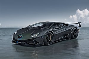 coche lamborghini unico en el mundo solo en una plataforma en medio del mar solo, triste de lujo, trasmitiendo tristeza y soledad, creativo, concepto nuevo, linias nuevas ,BTR-80