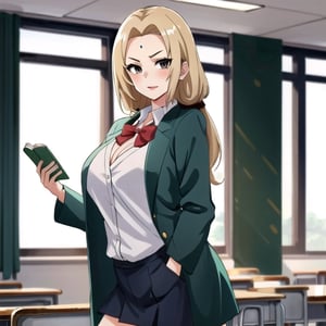 1-girl, sole_female,tsunade, with-sexy-school_uniform,in-classroom,,anime
