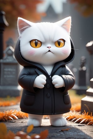 cute angry ghost, graveyards, high contrast, depth_of_field, ray tracing, atmospheric, Xxmix_Catecat,3d style, (((Write TA on the clothes)))