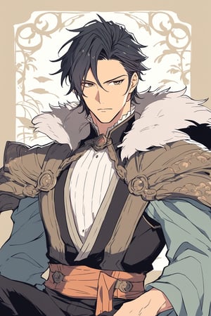 (illustration),anime,flat color,mature man,handsome guy,ikemen,game,effect,fantasy