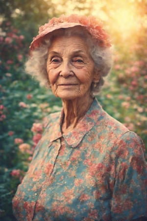 photo of a lovely old lady , realistic ,((photo in the style of dreamypetra:1.2)) 