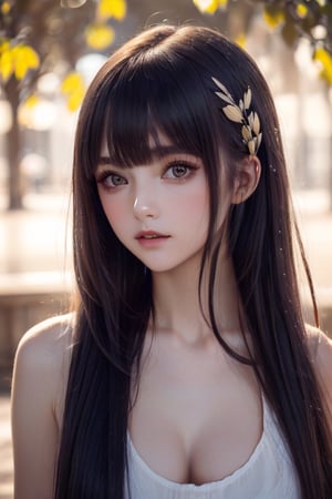 (8k, best quality, masterpiece:1.2),(best quality:1.0), (ultra highres:1.0), a beautiful girl, hair ribbons, agnes cecile, from head to waist, extremely luminous bright design,autumn lights, long hair,  
,xiao