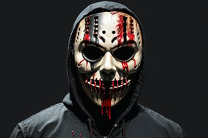 (masterpiece, best quality, (very aesthetic), ultra detailed), intricate details, ((no human)), (aesthetic (the purge Anarchy. God). Mask. ((Mask only)). Bloodied mask, (Simple Black background), (side view. ((Medium close up)), (dark. Muted color. Low key), 8k, Extremely Realistic, more detail XL