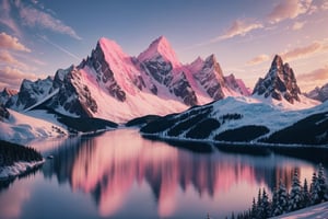 A mountain background, Ilusion, pink color, masterpiece, ultra high res, high quality, ultra detailed, ultra realistic,8k,More Detail