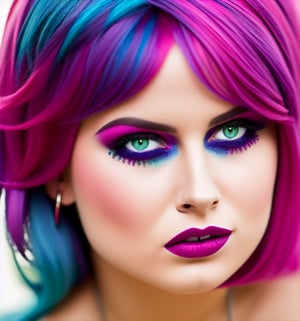 Masterpiece, best quality, 1 Girl (Colourful),( finely detailed beautiful eyes and detailed face with Pink Hair), Cinematic lighting, pantie_shot, full_body, Extrememly detailed CG unity, 8k wallpaper, Portrait, Photograph, delicate features, blue-green eyes, natural long hair, Sexy Top, Photography studio Background insie a Castle