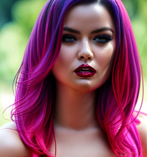 Masterpiece, best quality, 1 Girl (Colourful),( finely detailed beautiful eyes and detailed face with Pink Hair), Cinematic lighting, bust shot, groin and hips, full_body, Extrememly detailed CG unity, 8k wallpaper, Portrait, Photograph, delicate features, blue-green eyes, natural long hair, Tight Blue Top, Photography studio Background,