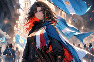 cenital plane, skin flag of Argentina an France perfect and detail, person with the flag of Argentina in the background, epic,
,SakayanagiArisu,Expressiveh