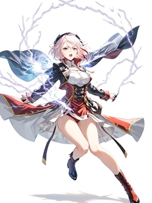 masterpiece, best quality, 8k, 8k UHD, ultra-high resolution, ultra-high definition, highres
,//Character, 
1girl, solo, Edelgard_Isekaimaou
,//Fashion, 

,//Background, white_background
,//Others, ,Expressiveh, 
lightning magic charging